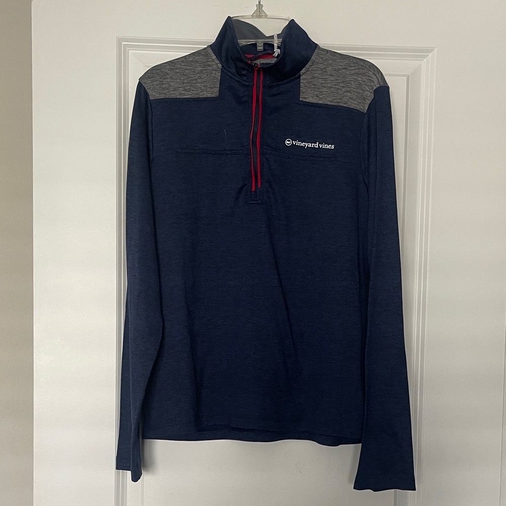 Vineyard Vines Blue and Gray Quarter-Zip